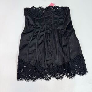 Pretty Little Things Bodycon Dress Womens 10 Black Lace Trim Hook & Eye Romantic